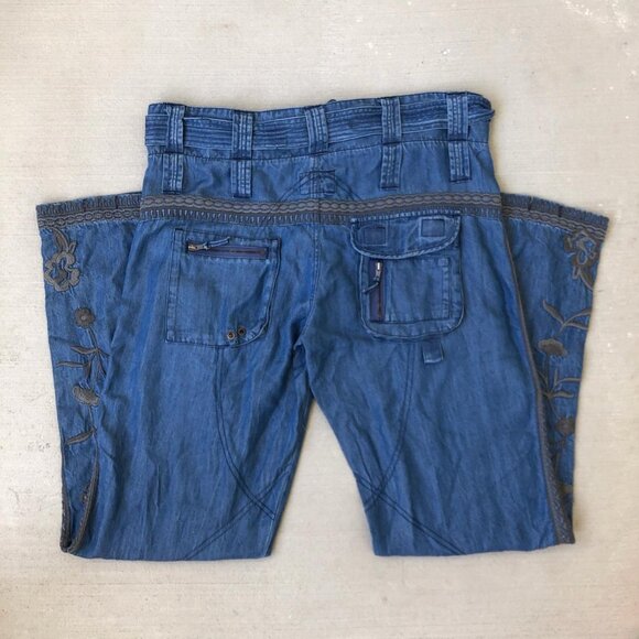 Johnny Was Biya Aventura Embroidered Cargo Denim Pants - Picture 4 of 14